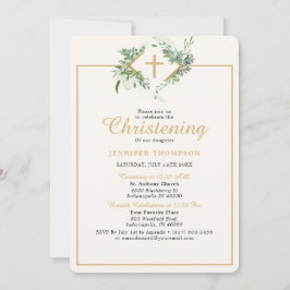 ユーカリエレガントプスグリーンリー金ゴールド《キリスト教》洗礼式や命名式 招待状