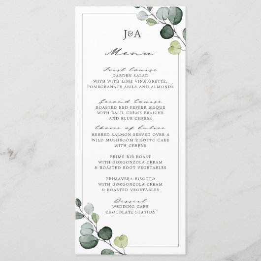 ユーカリエレガントプスグリーンリー4コース メニュー (正面)