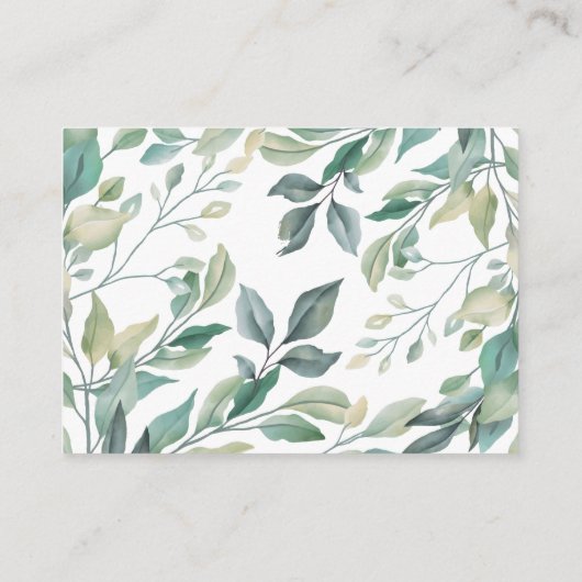 ユーカリエレガントプスグリーン素朴リーウェディングRSVP エンクロージャーカード (裏面)