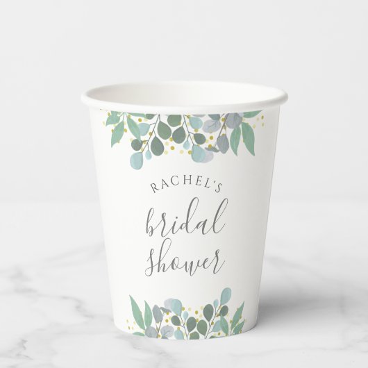 ユーカリエレガントプスタースブルーブライダルシャワー 紙コップ (裏面)