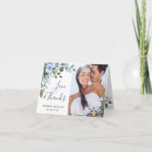 ユーカリエレガントプスターブルーバラ写真シンプル サンキューカード (正面)