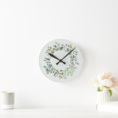 ユーカリエレガントプスブランチ植物発塵グリーン ラウンド壁時計 (ホーム)