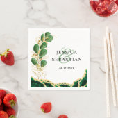 ユーカリエレガントプスホワイトエメラルドと金ゴールド結婚ズ スタンダードカクテルナプキン (インサイチュ)