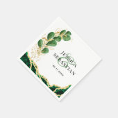 ユーカリエレガントプスホワイトエメラルドと金ゴールド結婚ズ スタンダードカクテルナプキン (角)