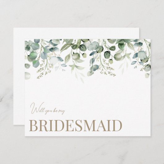 ユーカリエレガントプスホワイトブリデスメイド提案カード セーブザデート (正面/裏面)