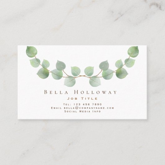 ユーカリエレガントプスリーフグリーン金ゴールドどんな仕事 名刺 (正面)