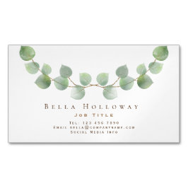 ユーカリエレガントプスリーフグリーン金ゴールド任意の職業 マグネット名刺
