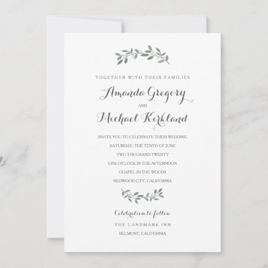 ユーカリエレガントプス結婚スイート 招待状 (正面)