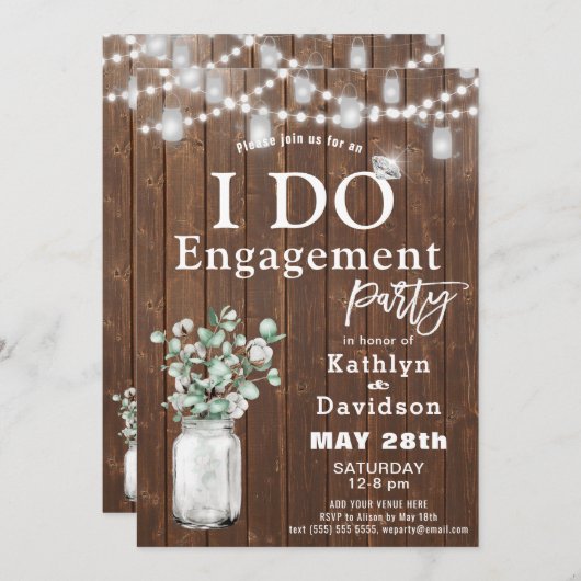 ユーカリエレガントプソンジャーIド婚約パーティ 招待状 (正面/裏面)