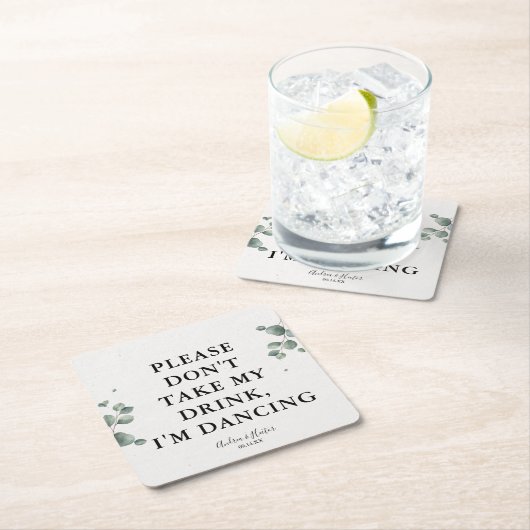 ユーカリエレガントプタスお願い飲み物を飲まないで スクエアペーパーコースター (インサイチュ)