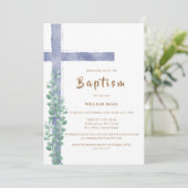ユーカリエレガントプタスウォーターカラークロスボーイバプテスマ 招待状 (スタンド正面)