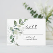 ユーカリエレガントプタスウォーターカラーフローラRSVP 出欠カード (スタンド正面)