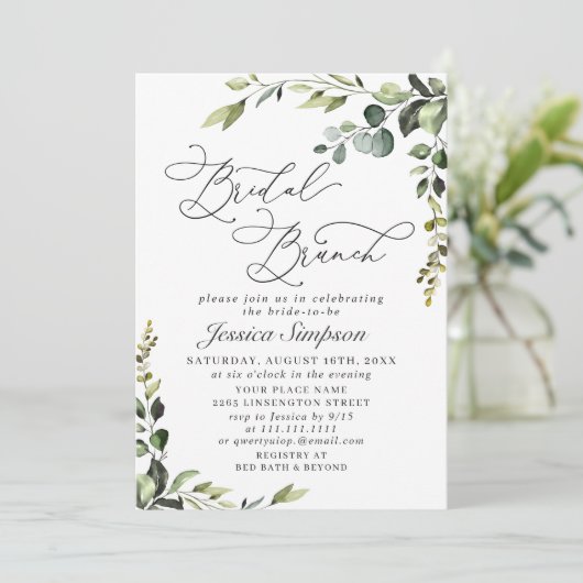 ユーカリエレガントプタスウォーターカラーブライダルブランチ 招待状 (スタンド正面)