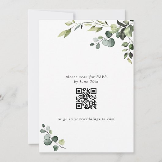 ユーカリエレガントプタスウォーターカラーブランチ&バブリー 招待状 (裏面)