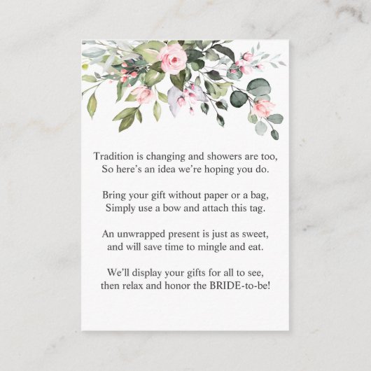 ユーカリエレガントプタスギフトブライダル表示シャワーエンクル エンクロージャーカード (裏面)