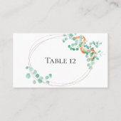 ユーカリエレガントプタスグリーンピーチフローラエスコートカード プレイスカード (裏面)