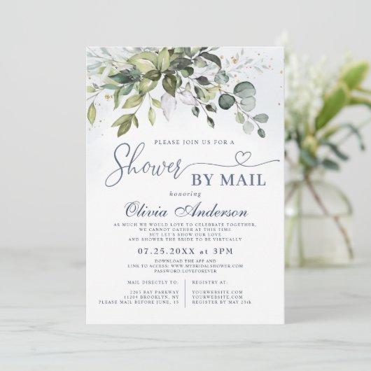 ユーカリエレガントプタスグリーンリー仮想ブライダルシャワー 招待状 (スタンド正面)