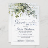 ユーカリエレガントプタスグリーンリー仮想ブライダルシャワー 招待状 (正面/裏面)