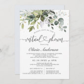 ユーカリエレガントプタスグリーンリー仮想ブライダルシャワー 招待状 (正面/裏面)