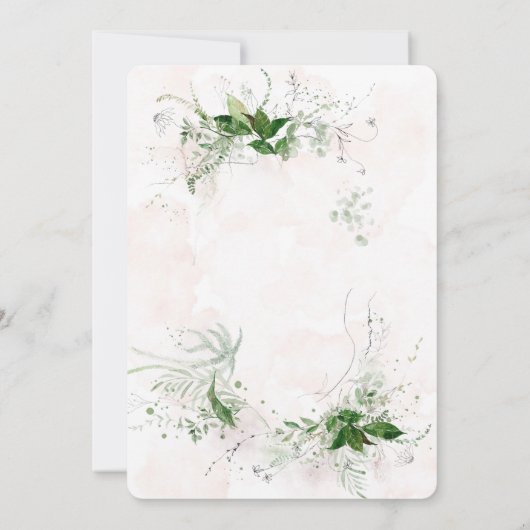 ユーカリエレガントプタスピンクウェディングシャワー招待状 (裏面)