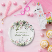 ユーカリエレガントプタスピンク赤面バラブライダルシャワー ペーパープレート (パーティー)