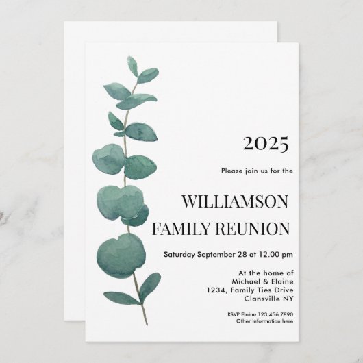 ユーカリエレガントプタスファミリー懇親会 招待状 (正面/裏面)