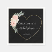 ユーカリエレガントプタスフラワーハートブライダルシャワー スタンダードカクテルナプキン (正面)