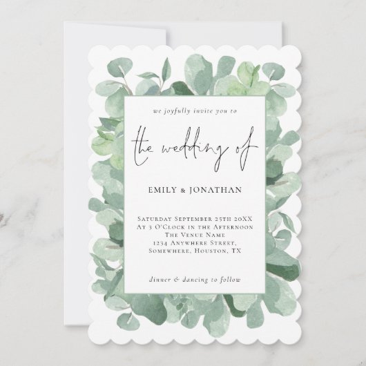 ユーカリエレガントプタスフレームスク結婚リプト 招待状 (正面)