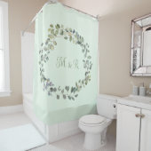 ユーカリエレガントプタスボタニカルグリーナリーモノグラム シャワーカーテン (インサイチュ)