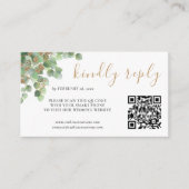 ユーカリエレガントプタスボタニカルグリーナリー金ゴールドRSVP QR エンクロージャーカード (正面)