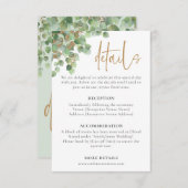 ユーカリエレガントプタスボタニカルグリーン金ゴールド詳細 出欠カード (正面/裏面)