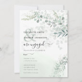 ユーカリエレガントプタスボタニカルセージ婚約 招待状 (正面)