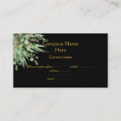 ユーカリエレガントプタスボタニカルブラックビジネスカード 名刺 (正面)