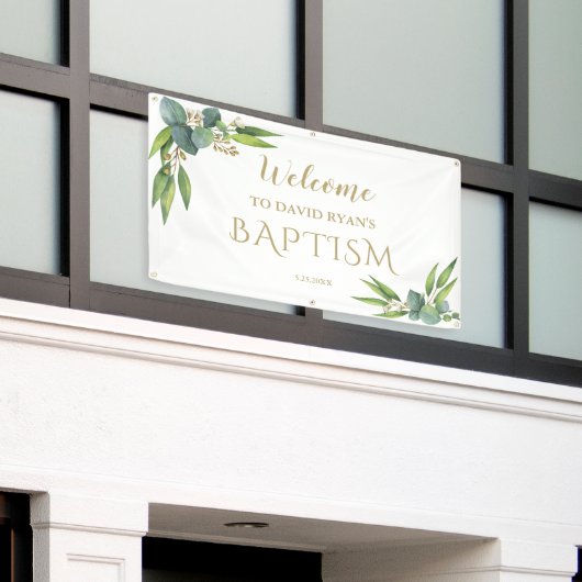 ユーカリエレガントプタスボーイバプテスウェルカムサイン 横断幕 (ビルの外側)