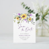 ユーカリエレガントプタスラベンダーウェディング日付を保存 ポストカード (スタンド正面)