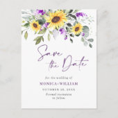 ユーカリエレガントプタスラベンダーウェディング日付を保存 ポストカード (正面)