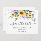 ユーカリエレガントプタスラベンダーウェディング日付を保存 ポストカード (正面/裏面)