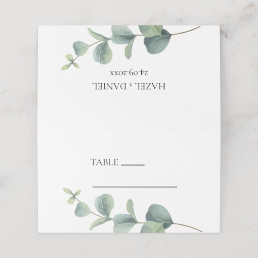 ユーカリエレガントプタス折り結婚畳み座席表 プレイスカード (外部開封)