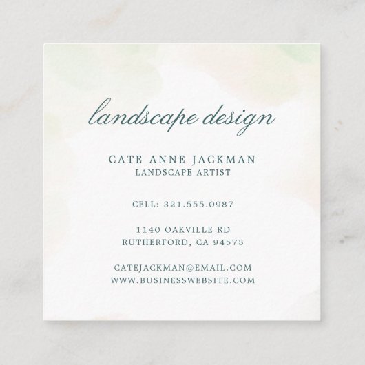 ユーカリエレガントプタス植物園モダン スクエア名刺 (裏面)