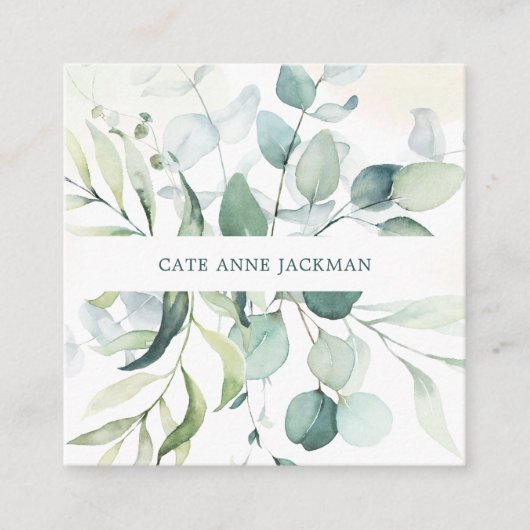 ユーカリエレガントプタス植物園モダン スクエア名刺 (正面)