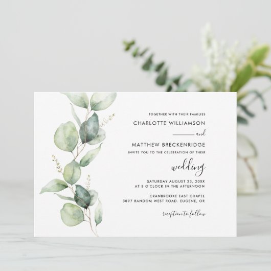 ユーカリエレガントプタス植物学結婚の 招待状 (スタンド正面)