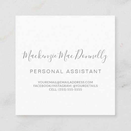 ユーカリエレガントプタス植物性フローラモノグラム スクエア名刺 (裏面)