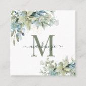 ユーカリエレガントプタス植物性フローラモノグラム スクエア名刺 (正面)