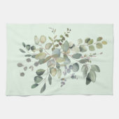 ユーカリエレガントプタス植物水色の緑 キッチンタオル (横)