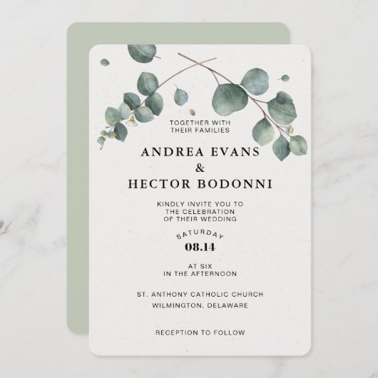 ユーカリエレガントプタス結婚式招待状 招待状 (正面/裏面)