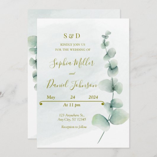 ユーカリエレガントプタス結婚式招待状 招待状 (正面/裏面)