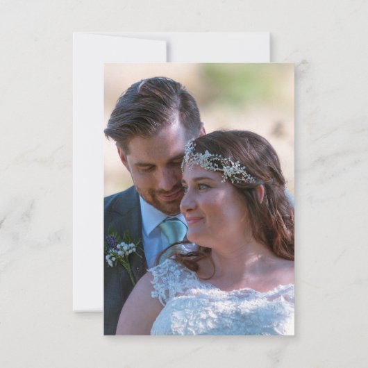 ユーカリエレガントプタス葉スクリプト写真ありがとう サンキューカード (裏面)