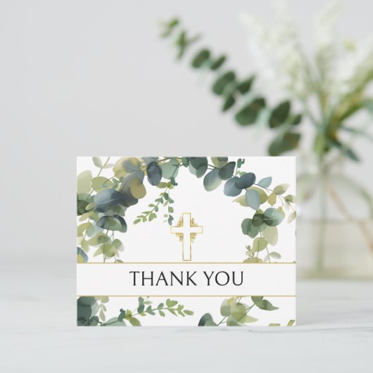 ユーカリエレガントプタス金ゴールドクロスカロメートサンキュー サンキューカード (スタンド正面)