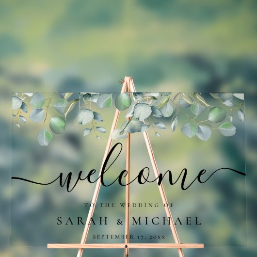ユーカリエレガントプタス・グリー結婚ズ・ウェルカム アクリルサイン (ニュートラル)