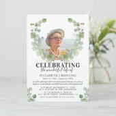 ユーカリエレガントプトゥスの人生の写真お祝い 招待状 (スタンド正面)